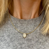 Omega Chain with Hexagon Diamond Pendant