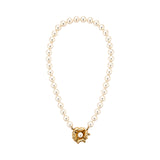 Pearl Necklace with Flower Clasp