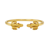 18K Yellow Gold Ram Bangle with Ruby Eyes