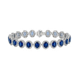 Oval Blue Sapphire and Diamond Halo Bracelet