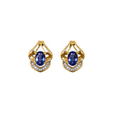 Oval Tanzanite and Diamond Stud Earrings