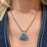Opal and Spinel Trillion Pendant on Popcorn Chain