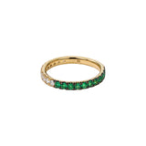 Half & Half Emerald and Diamond Thread Ring