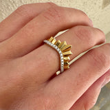 Curved Fan and Diamond Ring