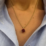 Bezel Set Ruby on Bead Chain