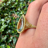 Pear-Shape Aquamarine and Yellow Diamond Ring