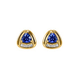 Trillion Cut Tanzanite and Diamond Stud Earrings