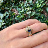 Blue Sapphire and Diamond Bypass Ring