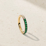 Half & Half Emerald and Diamond Thread Ring