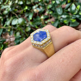 Blue Lapis Ring with Hidden Halo