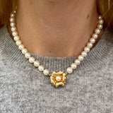 Pearl Necklace with Flower Clasp