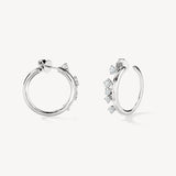 Hearts on Fire White Gold Barre Floating Diamond Small Hoops