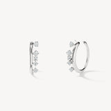 Hearts on Fire White Gold Barre Floating Diamond Small Hoops