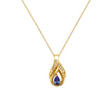 Diamond and Tanzanite Pear Pendant Necklace