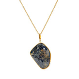 Bezel Set Blue Sapphire Slice Necklace