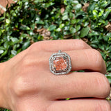Lab Fancy Vivid Pink Diamond with Double Halo Engagement Ring