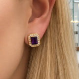 Amethyst Studs with Diamond Halo