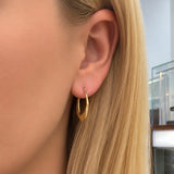 14K Yellow Gold Hollow Folded Tube Hoops