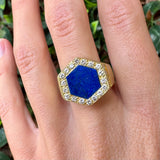 Blue Lapis Ring with Hidden Halo