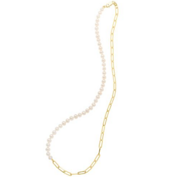 Cultured Pearl & Paperclip Chain Necklace 2