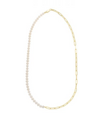 Cultured Pearl & Paperclip Chain Necklace 3