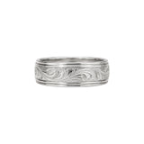14K White Gold Wide Engraved Band