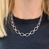 925 Sterling Silver Oval Link Chain Necklace with Bujukan Connectors