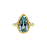 Pear-Shape Aquamarine and Yellow Diamond Ring