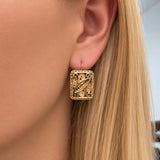 14K Yellow Gold Swirl Design Earrings