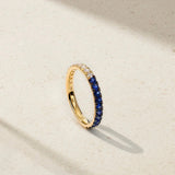 Half & Half Sapphire and Diamond Thread Ring