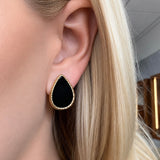 Black Onyx Pear Studs