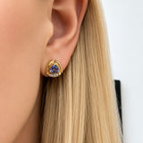 Trillion Cut Tanzanite and Diamond Stud Earrings