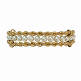 14K Yellow Gold Rope & Pearl Strand Bracelet