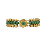Nephrite Beaded Bracelet With Floral Clasp