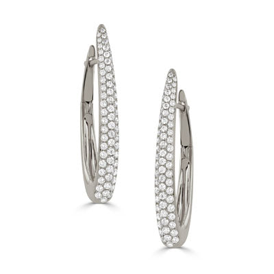 18K White Gold Elongated Oval Earrings