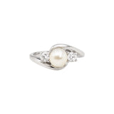 Pearl and Diamond Swirl Ring