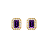 Amethyst Studs with Diamond Halo