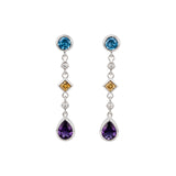 Topaz, Citrine and Amethyst Drop Earrings