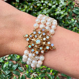 Pearl Strand Bracelet with Opal Burst Clasp