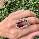 Watermelon Tourmaline and Diamond Ring