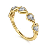 Gabriel & Co. - Fiora - 14K White Yellow Gold Diamond Stackable Ring - Bay Hill Jewelers