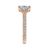 IN STOCK 114K Rose Gold Diamond Hidden Halo Semi-Mount Engagement Ring