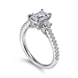 IN STOCK 14K White Gold Emerald Cut Three Stone Diamond Engagement Ring
