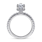 IN STOCK 14K White Gold Pear Shape Single Row Hidden Halo Engagement Ring