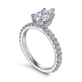 IN STOCK 14K White Gold Pear Shape Single Row Hidden Halo Engagement Ring