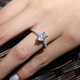 IN STOCK 14K White Gold Pear Shape Single Row Hidden Halo Engagement Ring