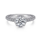 IN STOCK 14K White Gold Hidden Halo Round Pave' Diamond Engagement Ring - Bay Hill Jewelers