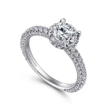 IN STOCK 14K White Gold Hidden Halo Round Pave' Diamond Engagement Ring - Bay Hill Jewelers