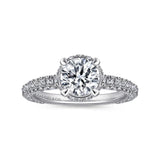 IN STOCK 14K White Gold Hidden Halo Round Pave' Diamond Engagement Ring - Bay Hill Jewelers