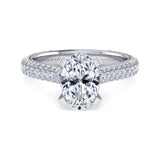 IN STOCK 18K White Gold Diamond Pave Side Stones Engagement Ring